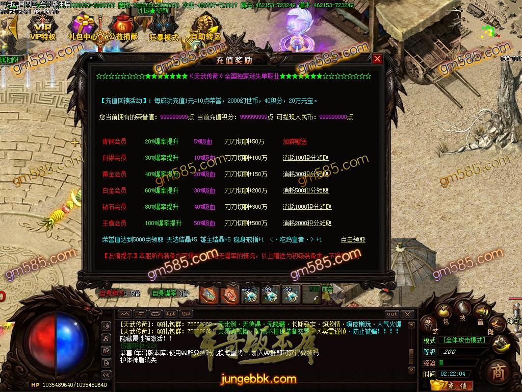 传奇服务端-独家天武传奇单职业传奇服务端-带假人-光柱-海岛擂台-神秘世界(19)